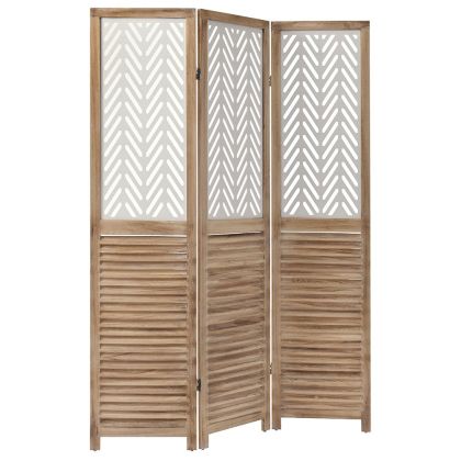 LIGHT BROWN WHITE WOODEN FOLDING SCREEN 3X(40X170) CM