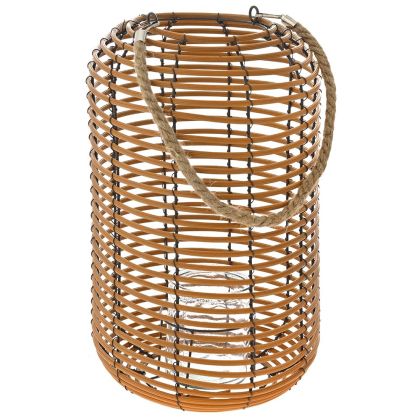 PE RATTAN LANTERN WITH GLASS D 27X41 CM