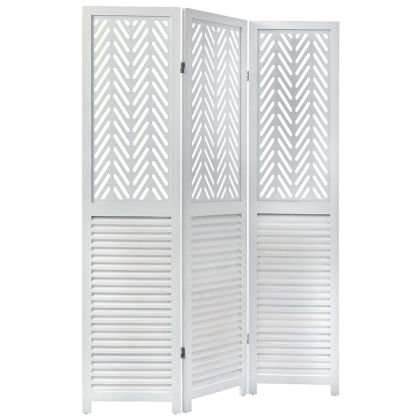 WHITE WOODEN FOLDING SCREEN 3X(40X170) CM