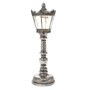  XMAS SILVER LAMP POST WITH LED LIGHT D13X42CM