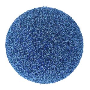  CHRISTMAS ROYAL BLUE GLITTER FOAM BAUBLE 20CM