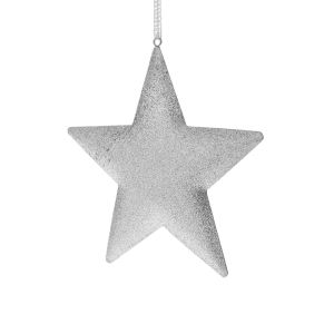  SILVER METAL HANGING STAR  ORNAMENT 15Χ15CM