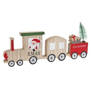  XMAS WOODEN DECORATION TRAIN 30X2X14CM