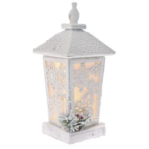 Коледна Декорация Бял Фенер 21X21X45См С 10Led