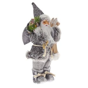  GREY VELVET SANTA 45CM