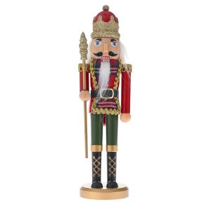  RED PLASTIC NUTCRACKER HOLDING A SCEPTER 7X28CM