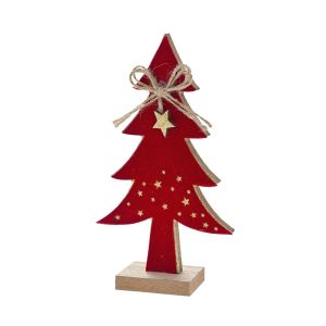  XMAS RED WOODEN TREE ON BASE 9Χ4Χ17CM