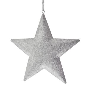  SILVER METAL HANGING STAR  ORNAMENT 20Χ20CM