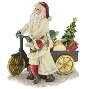 Коледна Фигура Дядо Коледа Върху Велосипед 15X11X15См