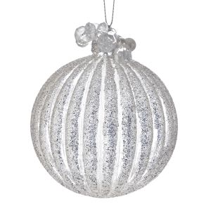  SILVER GLASS BALL ORNAMENT 8 CM SET 6
