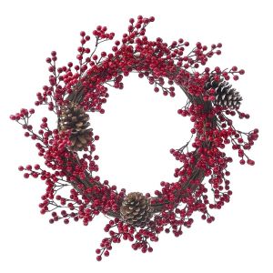  XMAS WREATH 60CM W RED BERRIESANDPINECONES