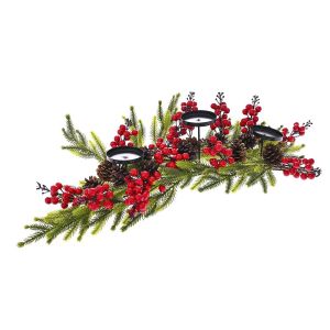  XMAS CANDLE HOLDER WITH RED BERRIES 65CM