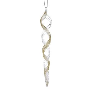  GOLD GLASS  STALACTITE ORNAMENT 3X19CM SET 6