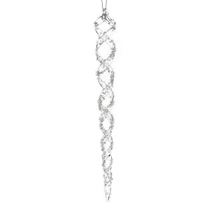  SET 6 TRANSPARENT GLASS STALACTITE ORNAMENT 3X29CM