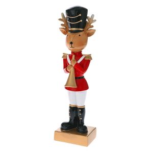  XMAS RED RESIN REINDEER SOLDIER 8Χ7Χ27CM
