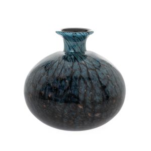 DECO BLUE BLACK GLASS VASE D24X24CM