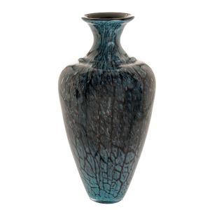 DECO BLUE BLACK GLASS VASE D25X50CM