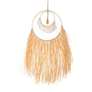 BOHO BAMBOO RING AND RAFFIA WALL DECO 30X72CM