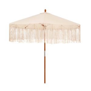 BOHO COTTON UMBRELLA WITH HANDWAVE FRINGES D270 X 260H