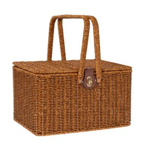 BROWN PE RATTAN PICNIC BASKET 36Χ26Χ21 38CM