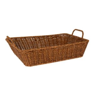 BROWN PE RATTAN RECTANGULAR BASKET 37X27X8,5 12CM