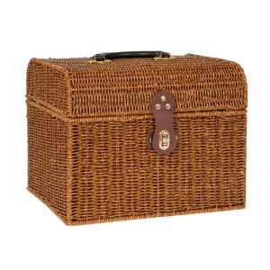 BROWN PE RATTAN SUITCASE 35X26X26 33CM