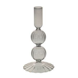 CLEAR GLASS CANDLEHOLDER 9X17,5CM