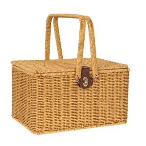 CREAM PE RATTAN SUITCASE 35X26X26 33CM