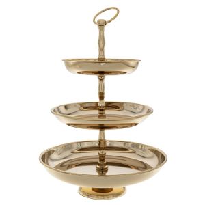 DECO THREE LAYERS ROUND METAL CAKE STAND GOLD D25 21 15X33CM