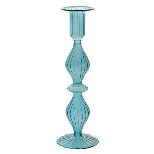 LIGHT BLUE GLASS CANDLEHOLDER 7,5X24CM