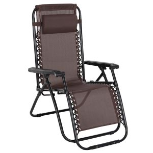 Шезлонг RELAX COMPANION кафяв текстилен-черен метал 67x145x110H см. HM5095.13