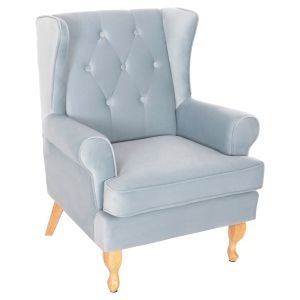 BERGERE КРЕСЛО BRANDON ,31 BABY BLUE КАДИФЕ-КРАКА В ЕСТЕСТВЕН ДЪРВЕН ЦВЯТ 82,5X80X104HCM HM3073