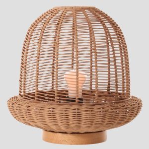 НАСТОЛНА ЛАМПА E27 BASE WOOD &amp;AMP; RATTAN Φ29X30 BEIGE