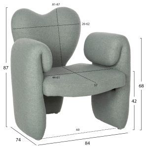 Кресло HARTT HM9777.07 букле цвят шам фъстък 84x74x87Hcm.