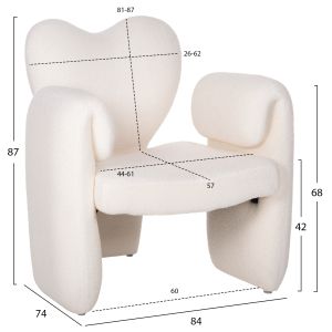 Кресло HARTT бяло букле 84x74x87Hcм HM9777.05