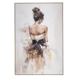 BELLE EPOGUE ЖЕНА МАСЛЕНА КАРТИНА 80X120СМ С РАМКА В ШАМПАНСКО ВЪРХУ ЩАМПОВАНО ПЛАТНО