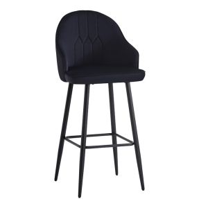 Бар стол Velva Velvet в черен цвят 49x63x102см