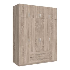 Гардероб Royal четирикрил с чекмеджета в нюанс sonoma 200x58x230см