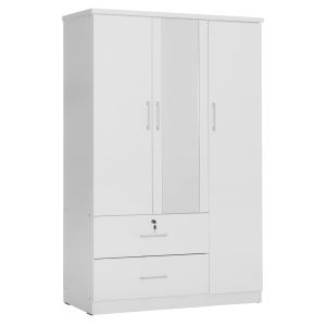 ГАРДЕРОБ С ОГЛЕДАЛО И РАФТОВЕ JARRY HM2485.01 МЕЛАМИН В БЯЛО 119x48x183Hcm.