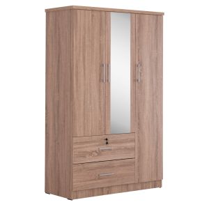 ГАРДЕРОБ С ОГЛЕДАЛО И РАФТОВЕ JARRY HM2485.11 МЕЛАМИН В ДЪБ СОНАМА 119x48x183Hcm.