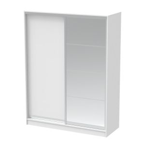 ДВУКРИЛЕН ГАРДЕРОБ ПЛЪЗГАЧ KORREDOR I С ОГЛЕДАЛО В БЯЛ ЦВЯТ 160X60X220СМ