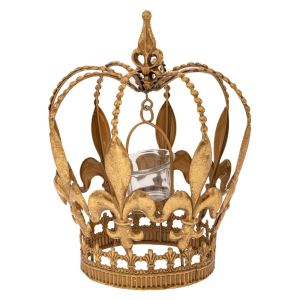 ЗЛАТЕН МЕТАЛЕН СВЕЩНИК КОРОНА 19Х19Х25СМ