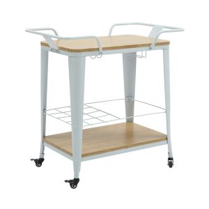 КОЛИЧКА BAR-PRO МЕТАЛНА БЯЛА БОЯ, MDF ЕСТЕСТВЕН НЮАНС-Ε5211,2