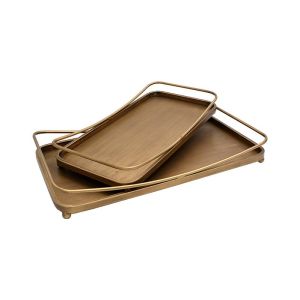 КОМПЛЕКТ 2 МЕТАЛНИ ПОДНОСА FL226 ЦВЯТ БРОНЗ 45x7x25cm