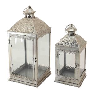 КОМПЛЕКТ ФЕНЕРИ С МЕТАЛНИ СВЕЩИ/2 СРЕБЪРНИ АНТИЧНИ ВИСУЛКИ - L:23x52, S:17,5x37cm 2/КУТИЯ
