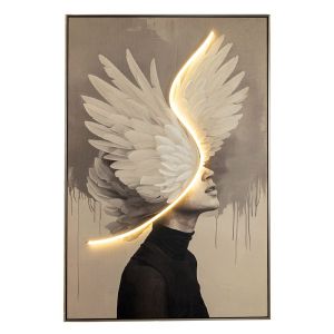 ПЕРА С ЛЕД СВЕТЛИНА МАСЛЕНА КАРТИНА 80X120СМ С РАМКА ВЪРХУ ЩАМПОВАНО ПЛАТНО