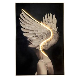 ПЕРА С ЛЕД СВЕТЛИНА МАСЛЕНА КАРТИНА 80X120СМ С РАМКА ВЪРХУ ЩАМПОВАНО ПЛАТНО