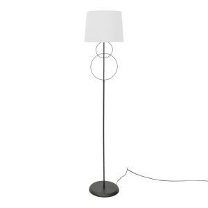  ЛАМПИОН Klerdia E27 черен метален и кремав абажур от плат 40x40x125см