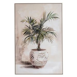 РАСТЕНИЕ МАСЛЕНА КАРТИНА 80X120СМ СЪС СРЕБЪРНА РАМКА ВЪРХУ ОТПЕЧАТНО ПЛАТНО