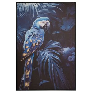 СИН ПАПАГАЛ ЗЛАТНО ФОЛИО КАРТИНА 83X123CM С ЧЕРНА РАМКА ВЪРХУ ЩАМПОВАНО ПЛАТНО